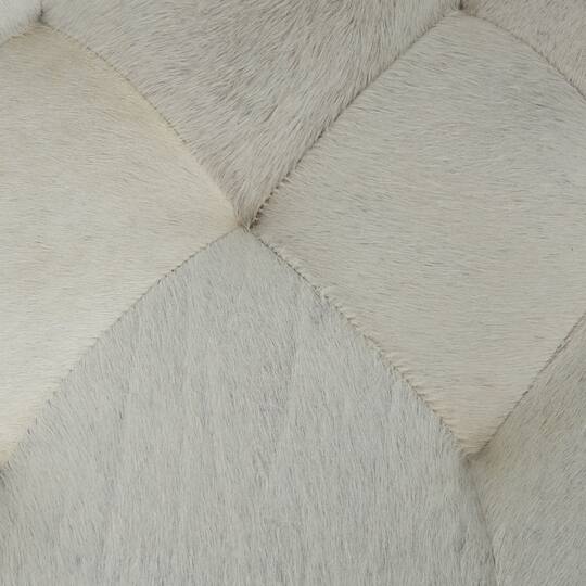 19" Light Gray Leather Geometric Tufted Stool with Metal Base